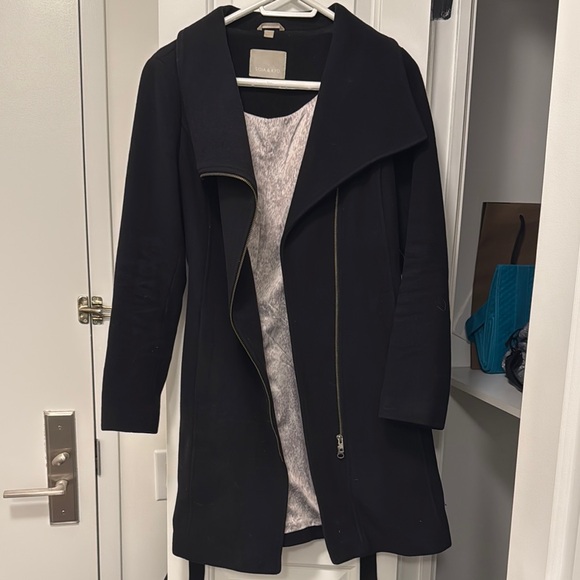 SOIA & KYO | Black Wool Belted Coat - Picture 2 of 5